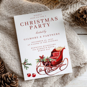 Feestelijke Sleigh Corporate Christmas Party Kaart