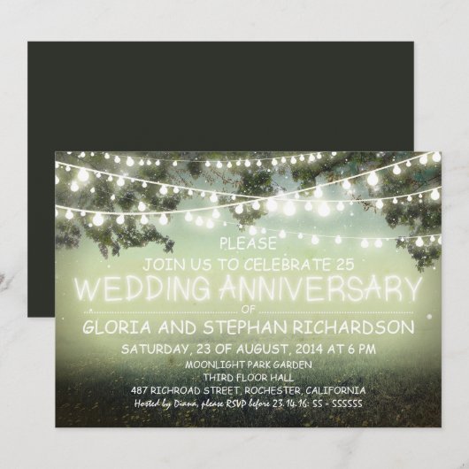 feestelijke slingerlichten huwelijksverjaardag UIT Kaart (Voorkant / Achterkant)