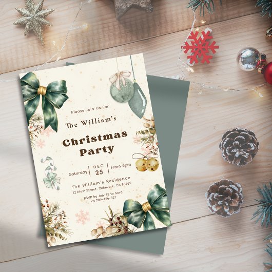 Feestelijke Smaragdgroene Coquette Kerstfeest Kaart