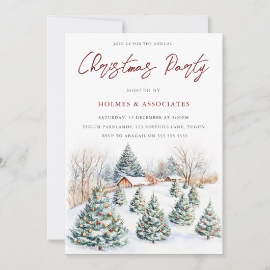 Feestelijke Sneeuw Chalet & Boom Kerstfeest Kaart (Voorkant)