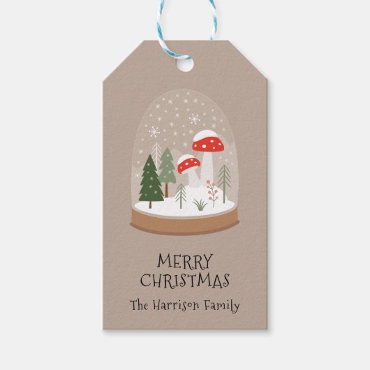 Feestelijke sneeuwbol foto Kerstmis Cadeaulabel (Voorkant)