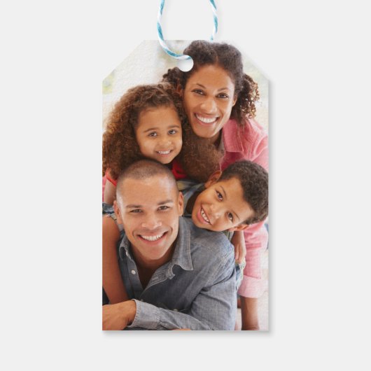 Feestelijke sneeuwbol foto Kerstmis Cadeaulabel (Achterkant)