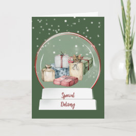 Feestelijke Sneeuwbol met Kat en Cadeaus Kaart
