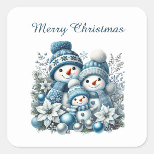 Feestelijke sneeuwman aanpasbaar Vrolijk Kerstfees Vierkante Sticker