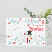 Feestelijke Sneeuwman Brother Gift Kaart Houder (Staand voorkant)