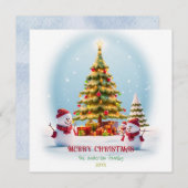 Feestelijke Sneeuwman Delight, Kerst Kaart (Voorkant / Achterkant)