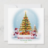 Feestelijke Sneeuwman Delight, Kerst Kaart (Voorkant)