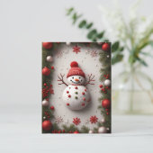 ❄️ Feestelijke Sneeuwman Dennengewas Kerstglans 🎄 Briefkaart (Staand voorkant)