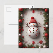 ❄️ Feestelijke Sneeuwman Dennengewas Kerstglans 🎄 Briefkaart (Voorkant / Achterkant)