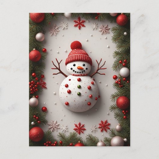 ❄️ Feestelijke Sneeuwman Dennengewas Kerstglans 🎄 Briefkaart (Voorkant)