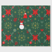 Feestelijke sneeuwman en sneeuwvlok patroon cadeaupapier (Vlak)