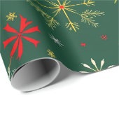 Feestelijke sneeuwman en sneeuwvlok patroon cadeaupapier (Rol Hoek)