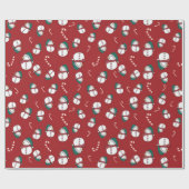Feestelijke sneeuwman en snoepriet kerstpatroon cadeaupapier (Vlak)