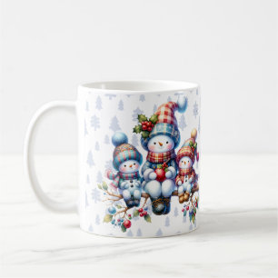 Feestelijke sneeuwman familie - Kerstmis Mok ontwe