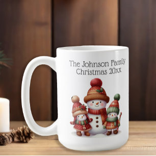 Feestelijke sneeuwman familie koffiemok