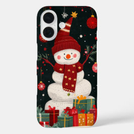 Feestelijke sneeuwman geschenken, Ornamenten Sterr iPhone 16 Hoesje