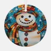 Feestelijke sneeuwman Glas in lood Glas Ornament (Achterkant)