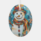 Feestelijke sneeuwman Glas in lood Glas Ornament (Voorkant links)