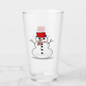 Feestelijke Sneeuwman Glazen Bekerglas (Achterkant)