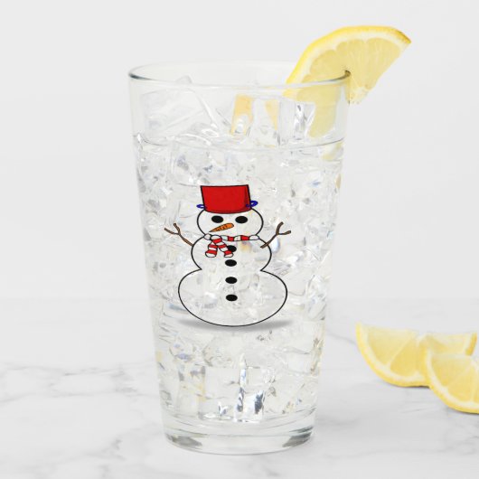 Feestelijke Sneeuwman Glazen Bekerglas (Achterkant ijs)