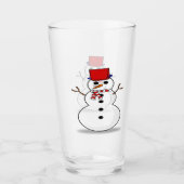 Feestelijke Sneeuwman Glazen Bekerglas (Voorkant)
