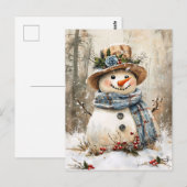 Feestelijke Sneeuwman in Bos Briefkaart (Voorkant / Achterkant)