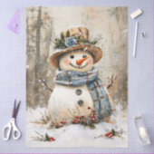Feestelijke Sneeuwman in Bos Decoupage Tissuepapier (Craft)
