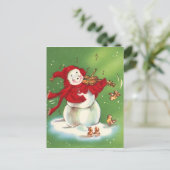 Feestelijke  sneeuwman kerst feestdagenkaart (Staand voorkant)