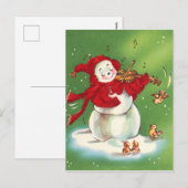 Feestelijke  sneeuwman kerst feestdagenkaart (Voorkant / Achterkant)