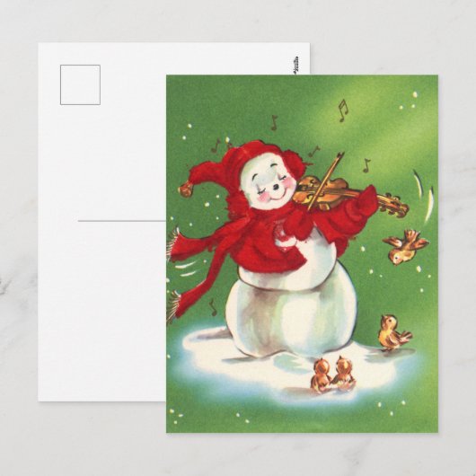 Feestelijke  sneeuwman kerst feestdagenkaart (Voorkant / Achterkant)