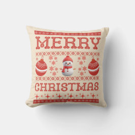 Feestelijke Sneeuwman Kerst Sierkussen