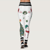 Feestelijke Sneeuwman & Kerstboom Patroon Vakantie Leggings (Achterkant)