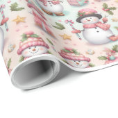 Feestelijke sneeuwman kerstinpakpapier cadeaupapier (Rol Hoek)