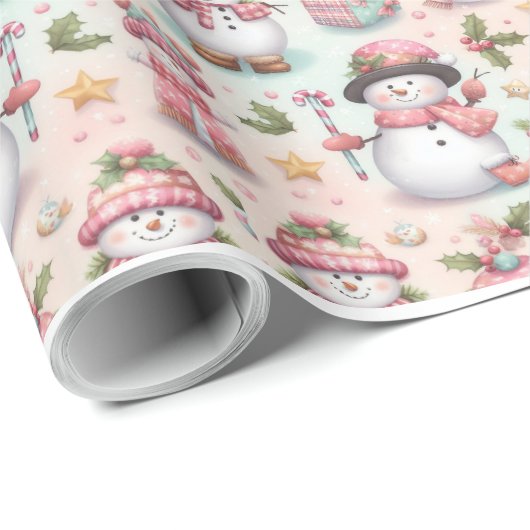 Feestelijke sneeuwman kerstinpakpapier cadeaupapier (Rol Hoek)