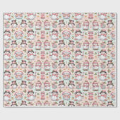 Feestelijke sneeuwman kerstinpakpapier cadeaupapier (Vlak)