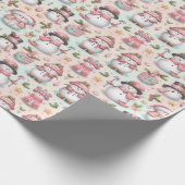Feestelijke sneeuwman kerstinpakpapier cadeaupapier (Hoek)
