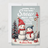 Feestelijke  Sneeuwman Kerstmis Familie Foto Feestdagenkaart (Voorkant)