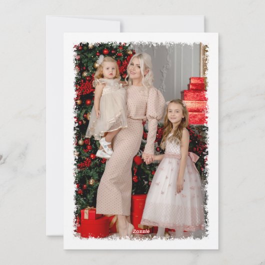 Feestelijke  Sneeuwman Kerstmis Familie Foto Feestdagenkaart (Achterkant)