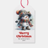 Feestelijke Sneeuwman Kinder Cadeaubijsluiter Bewe Cadeaulabel (Achterkant)