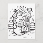 Feestelijke sneeuwman kinder kleurstof briefkaart (Voorkant)