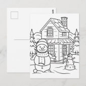 Feestelijke sneeuwman kinder kleurstof briefkaart (Voorkant / Achterkant)