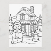 Feestelijke sneeuwman kinder kleurstof briefkaart (Voorkant)