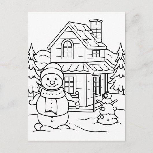 Feestelijke sneeuwman kinder kleurstof briefkaart (Voorkant)