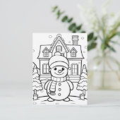 Feestelijke sneeuwman kinder kleurstof briefkaart (Staand voorkant)