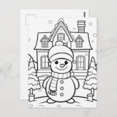 Feestelijke sneeuwman kinder kleurstof briefkaart (Voorkant / Achterkant)
