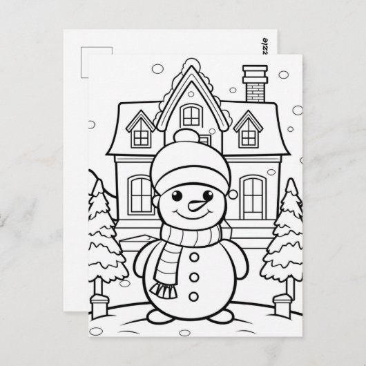 Feestelijke sneeuwman kinder kleurstof briefkaart (Voorkant / Achterkant)