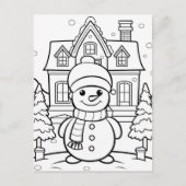 Feestelijke sneeuwman kinder kleurstof briefkaart (Voorkant)