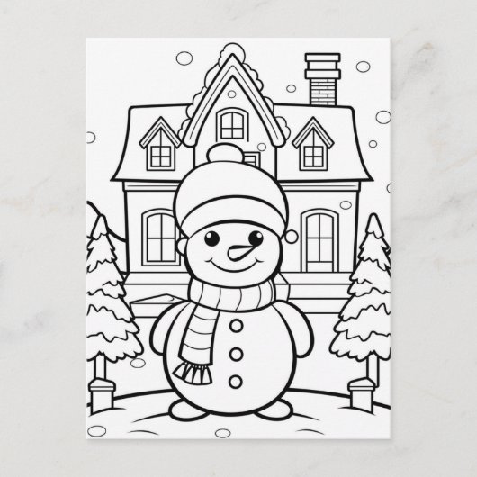Feestelijke sneeuwman kinder kleurstof briefkaart (Voorkant)