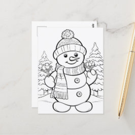 Feestelijke Sneeuwman kinder kleurstof Briefkaart