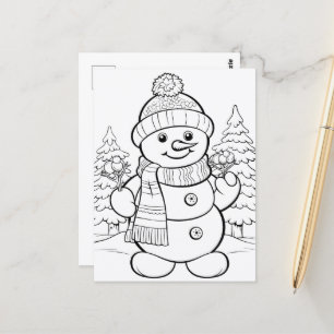 Feestelijke Sneeuwman kinder kleurstof Briefkaart